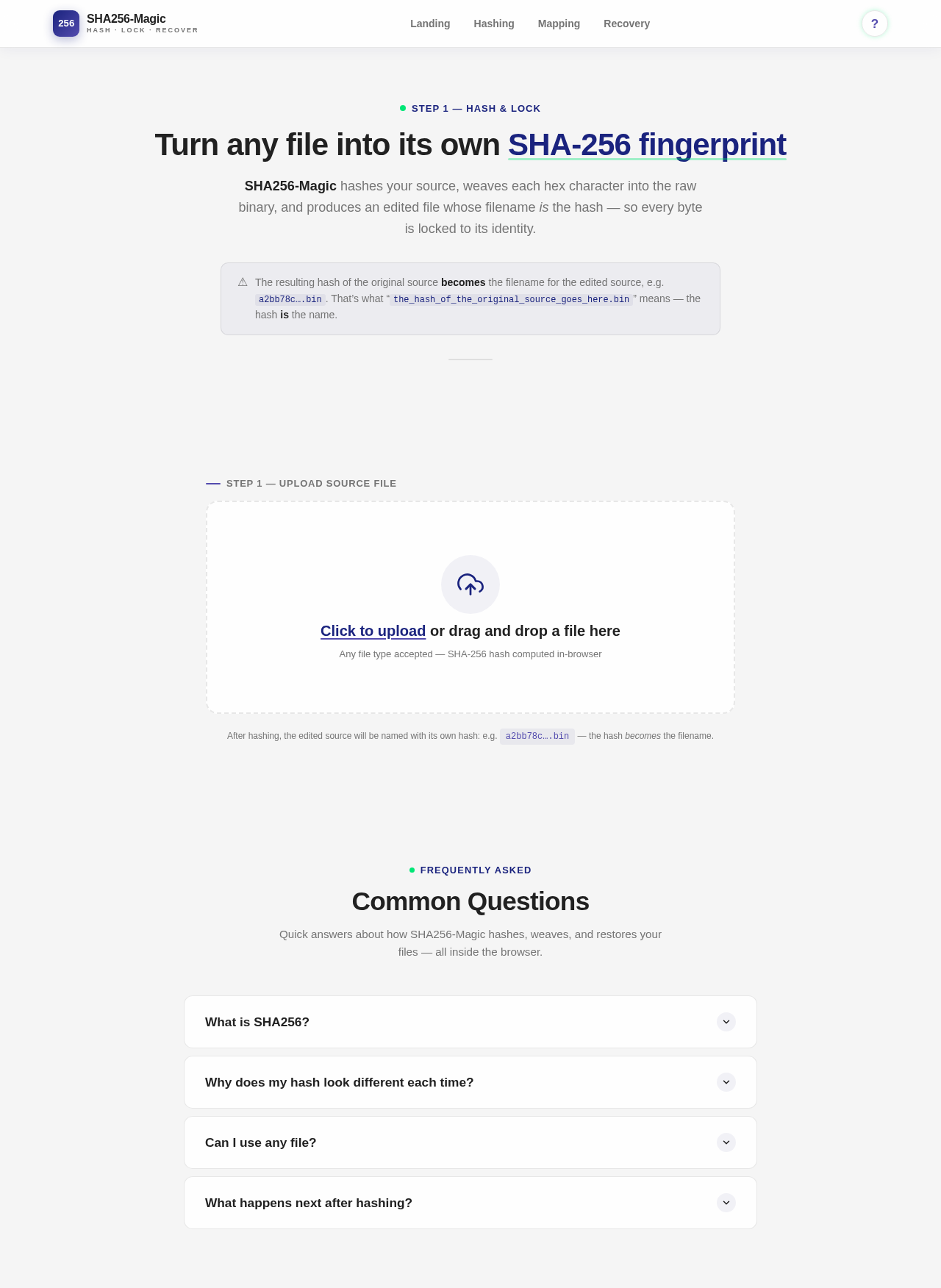 Hashing design preview