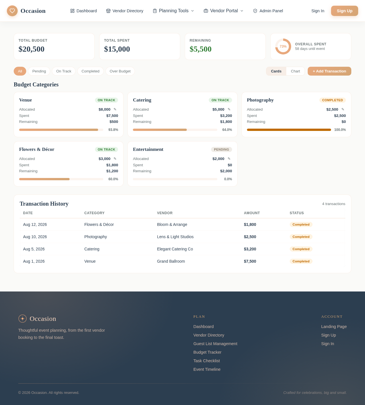 Budget Tracker design preview
