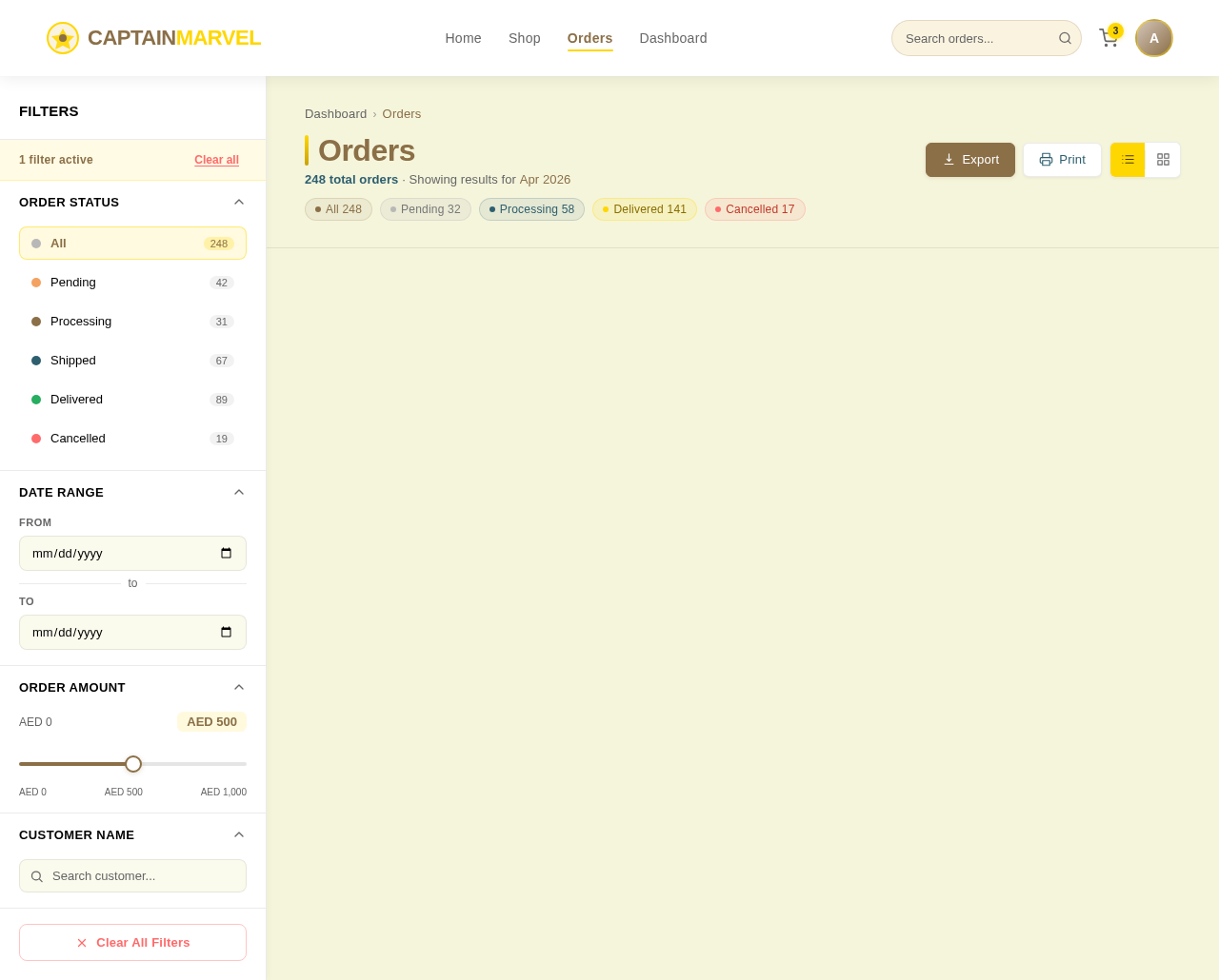 Orders design preview