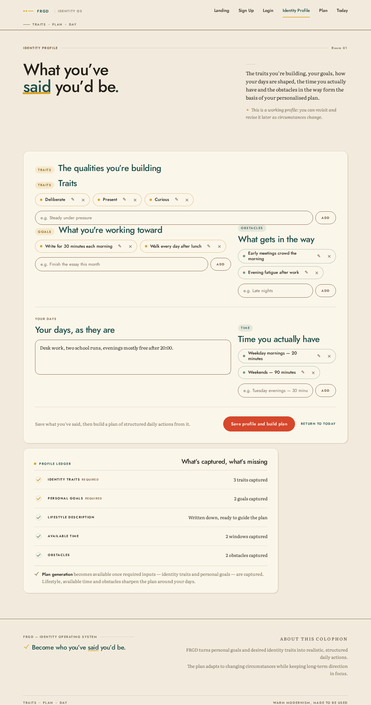 Identity Profile design preview