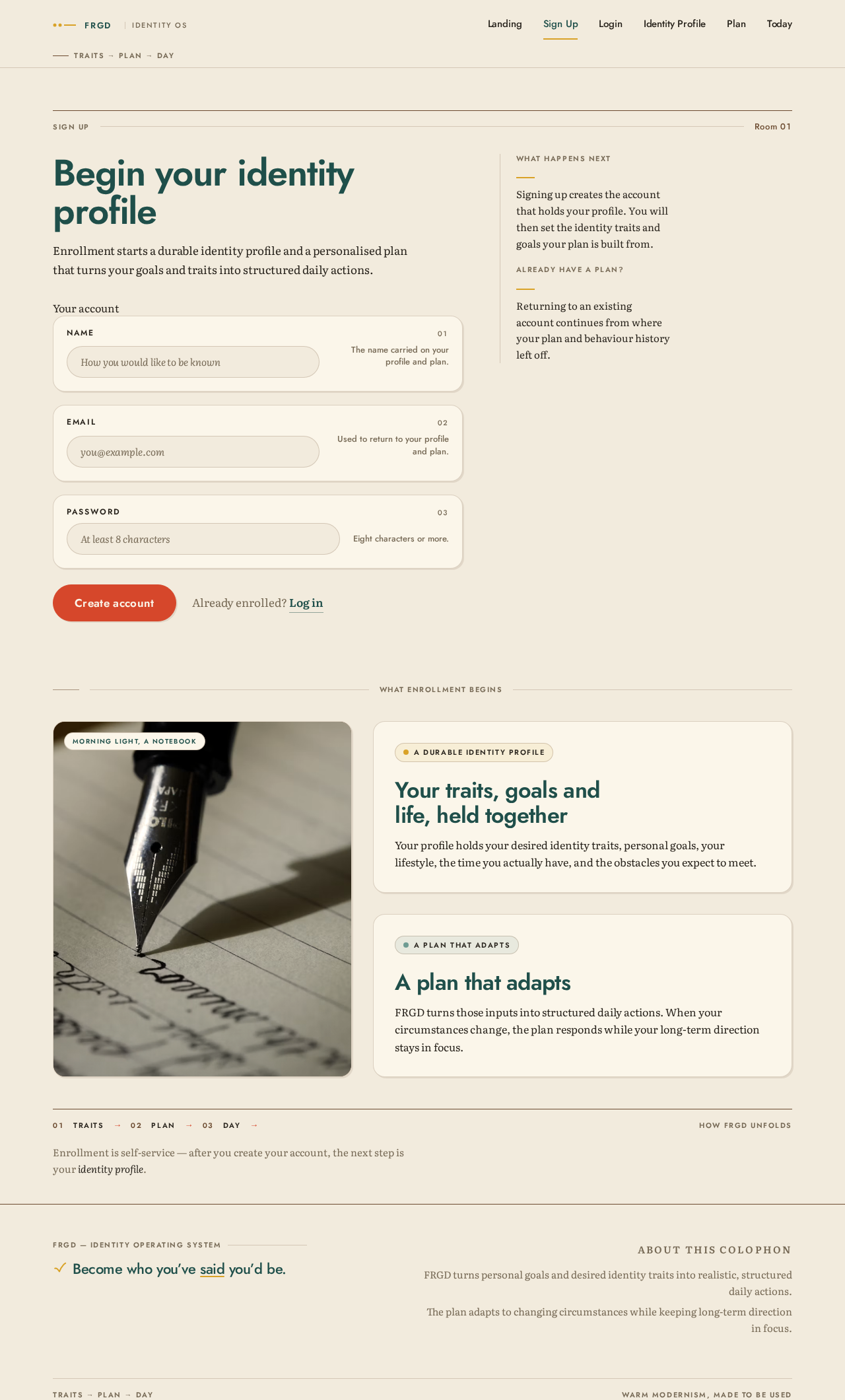 Sign Up design preview
