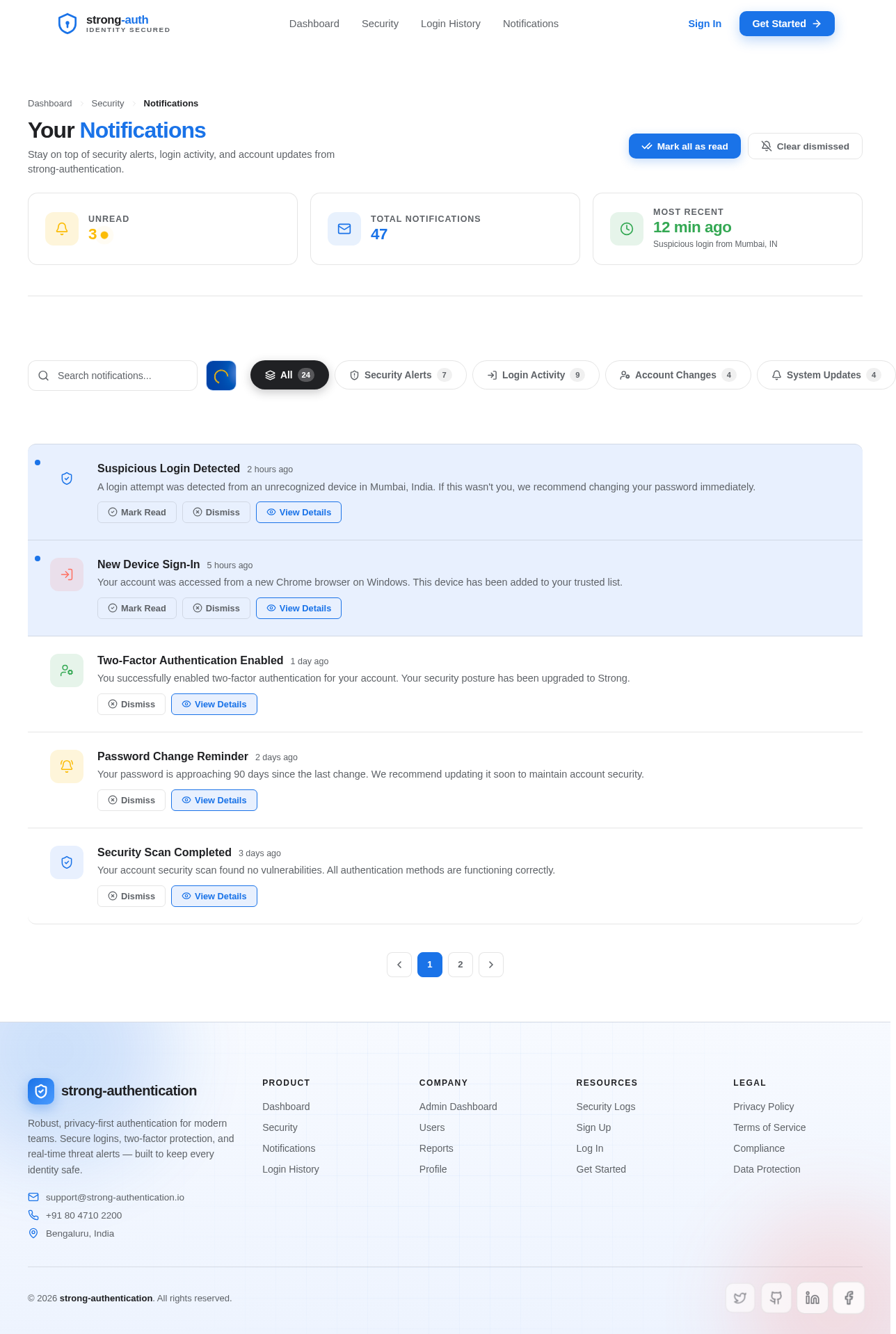 Notifications design preview