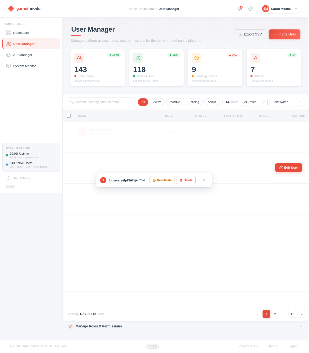 User Manager design preview