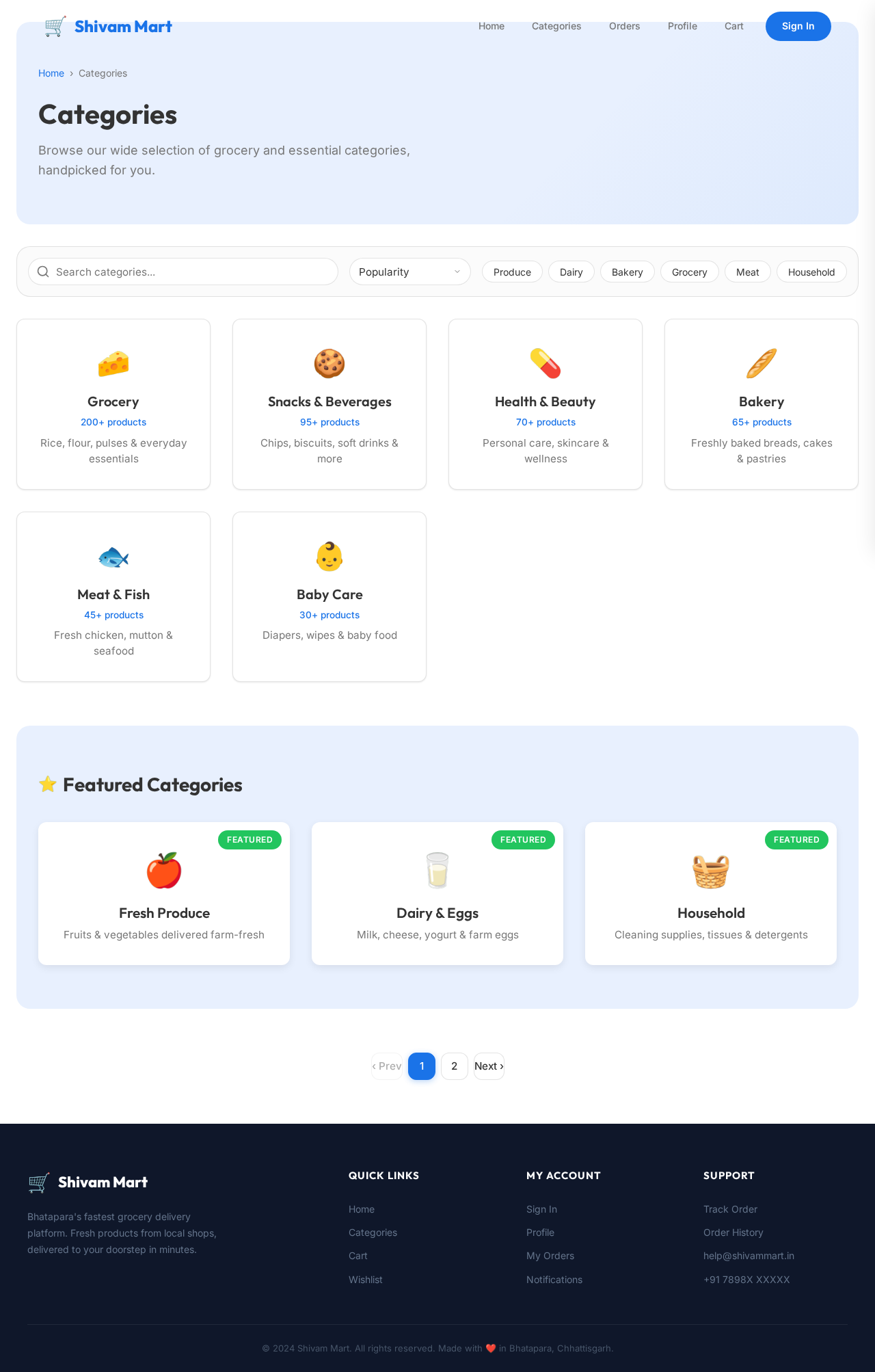 Categories design preview