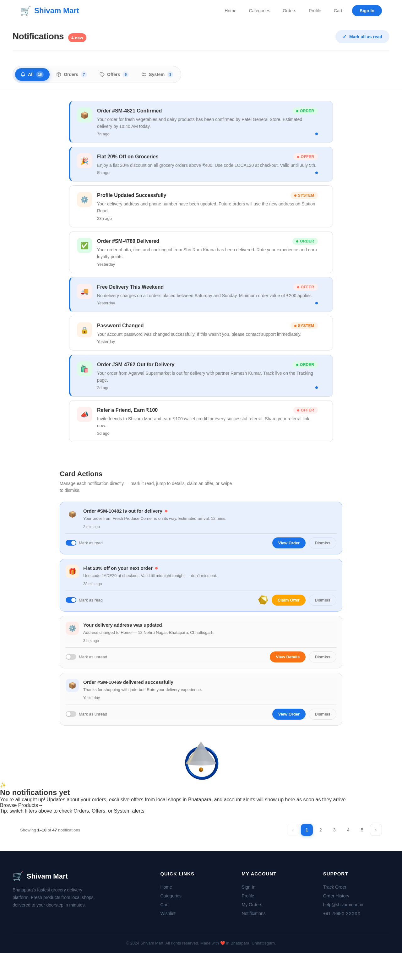 Notifications design preview