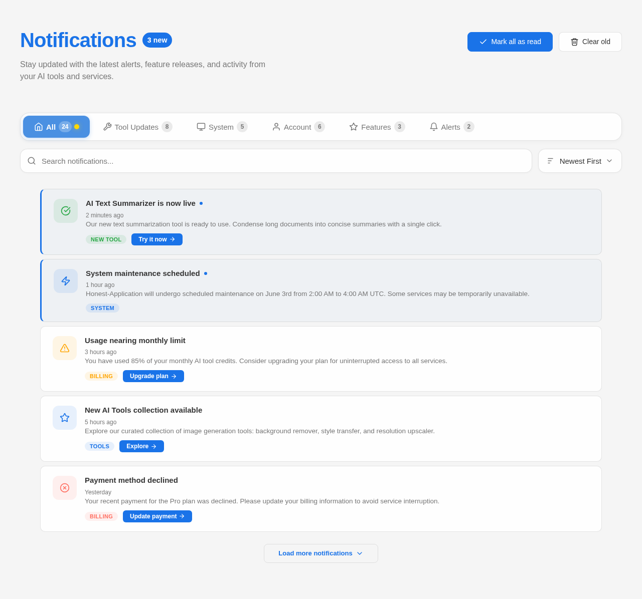Notifications design preview