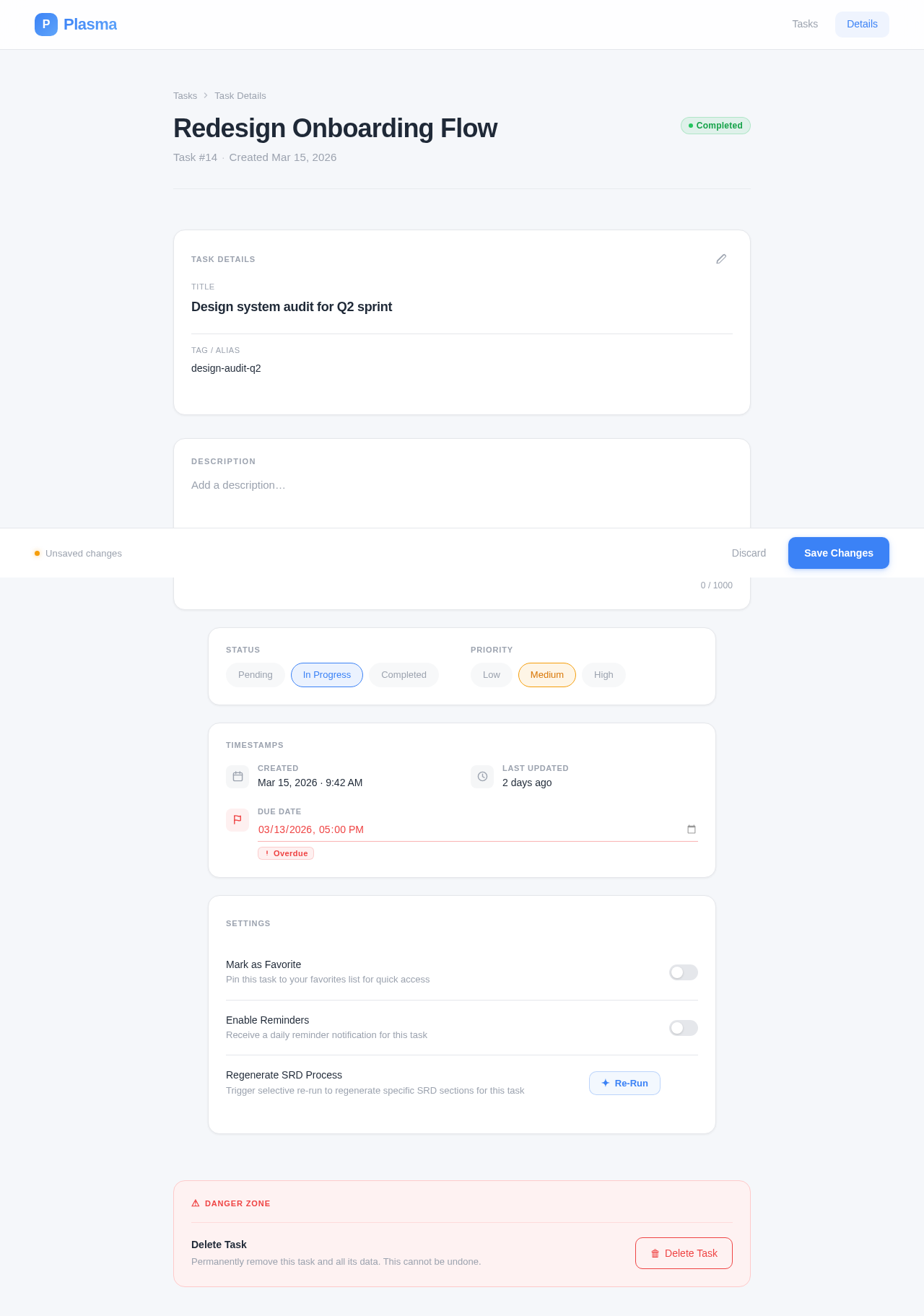 Task Details design preview