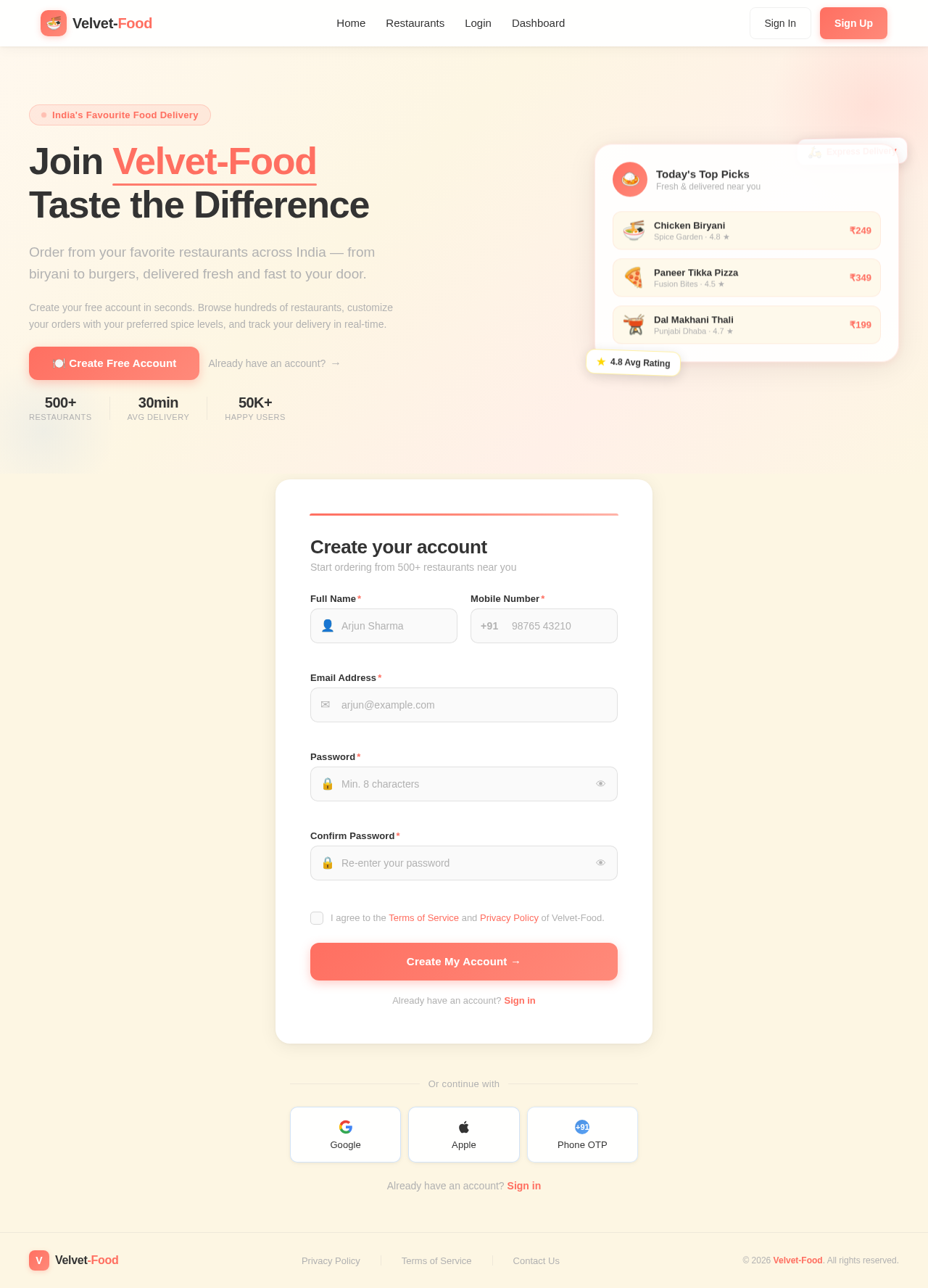 Signup design preview