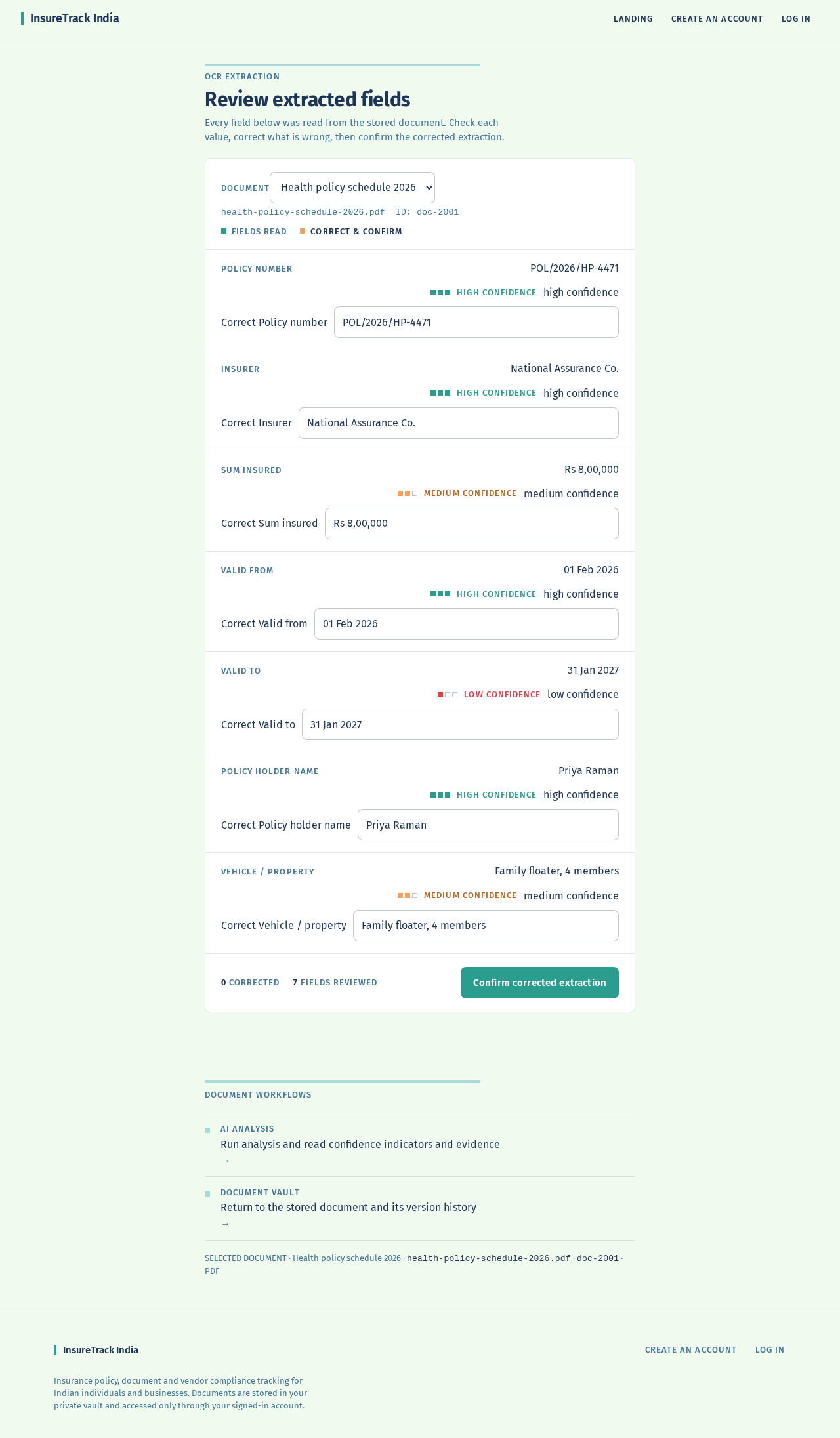 OCR extraction review design preview