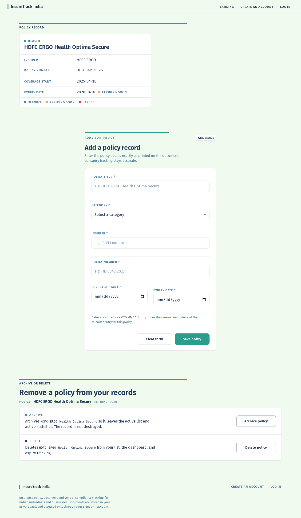 Add, edit, view, archive, and delete policy workflows design preview