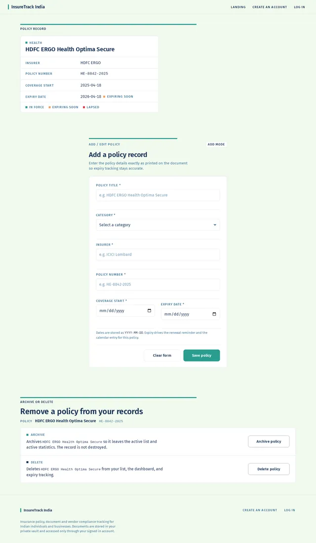Add, edit, view, archive, and delete policy workflows