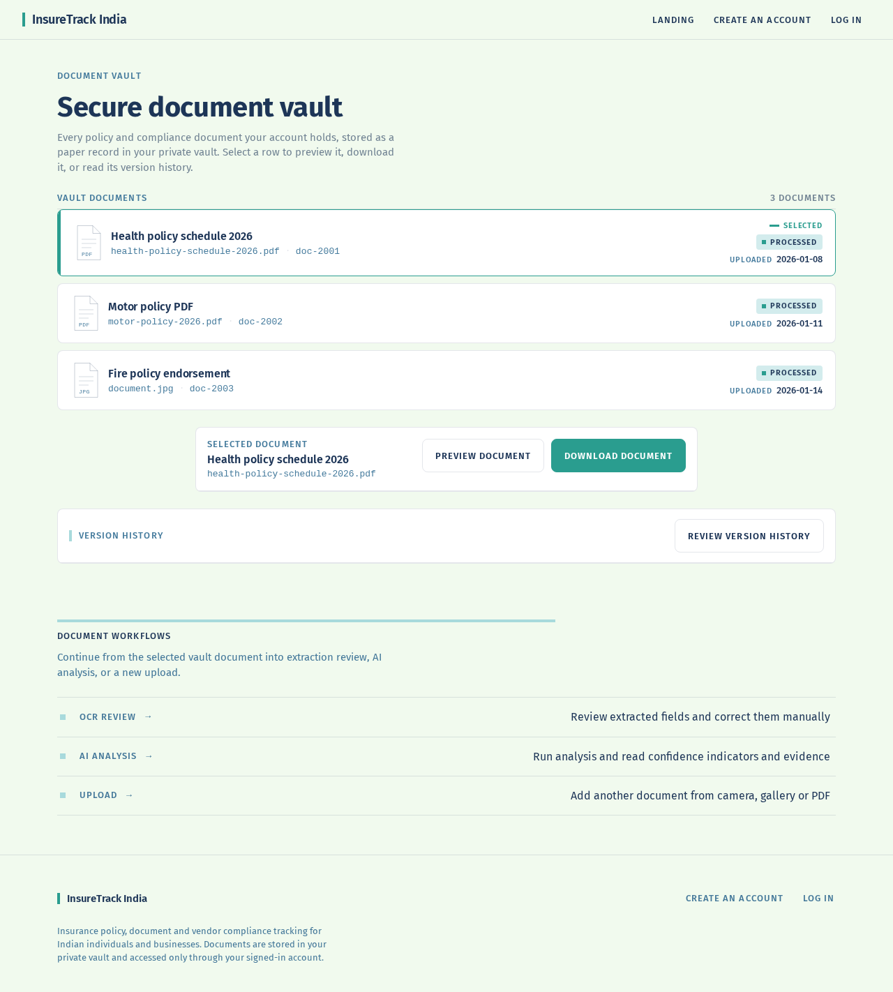 Secure document vault design preview
