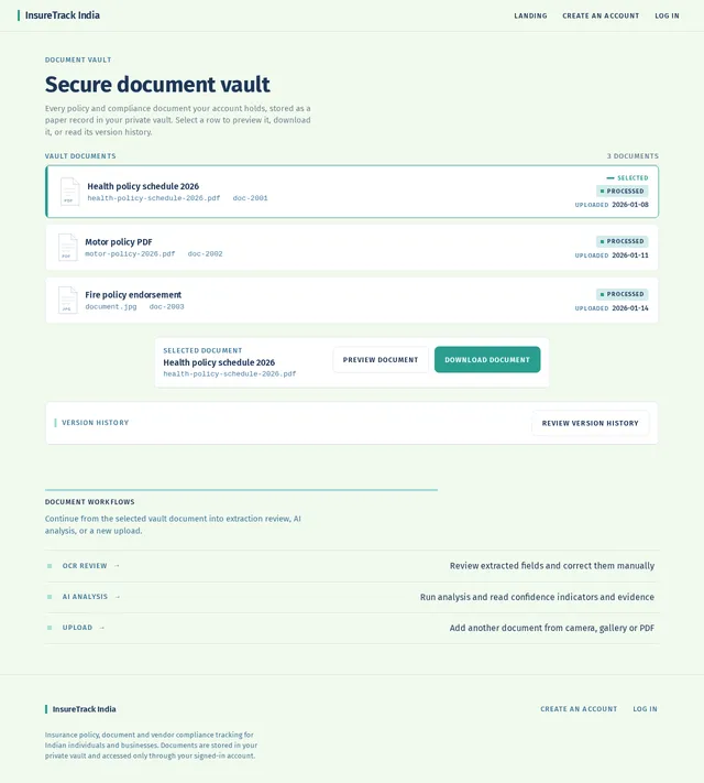 Secure document vault
