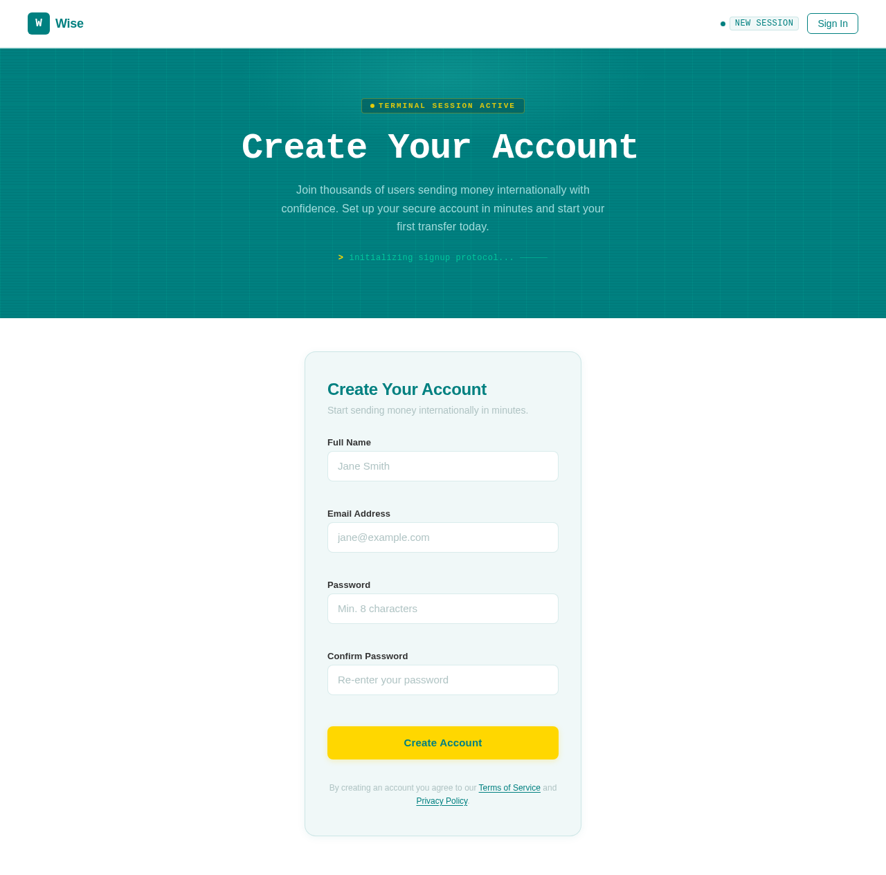 Signup design preview