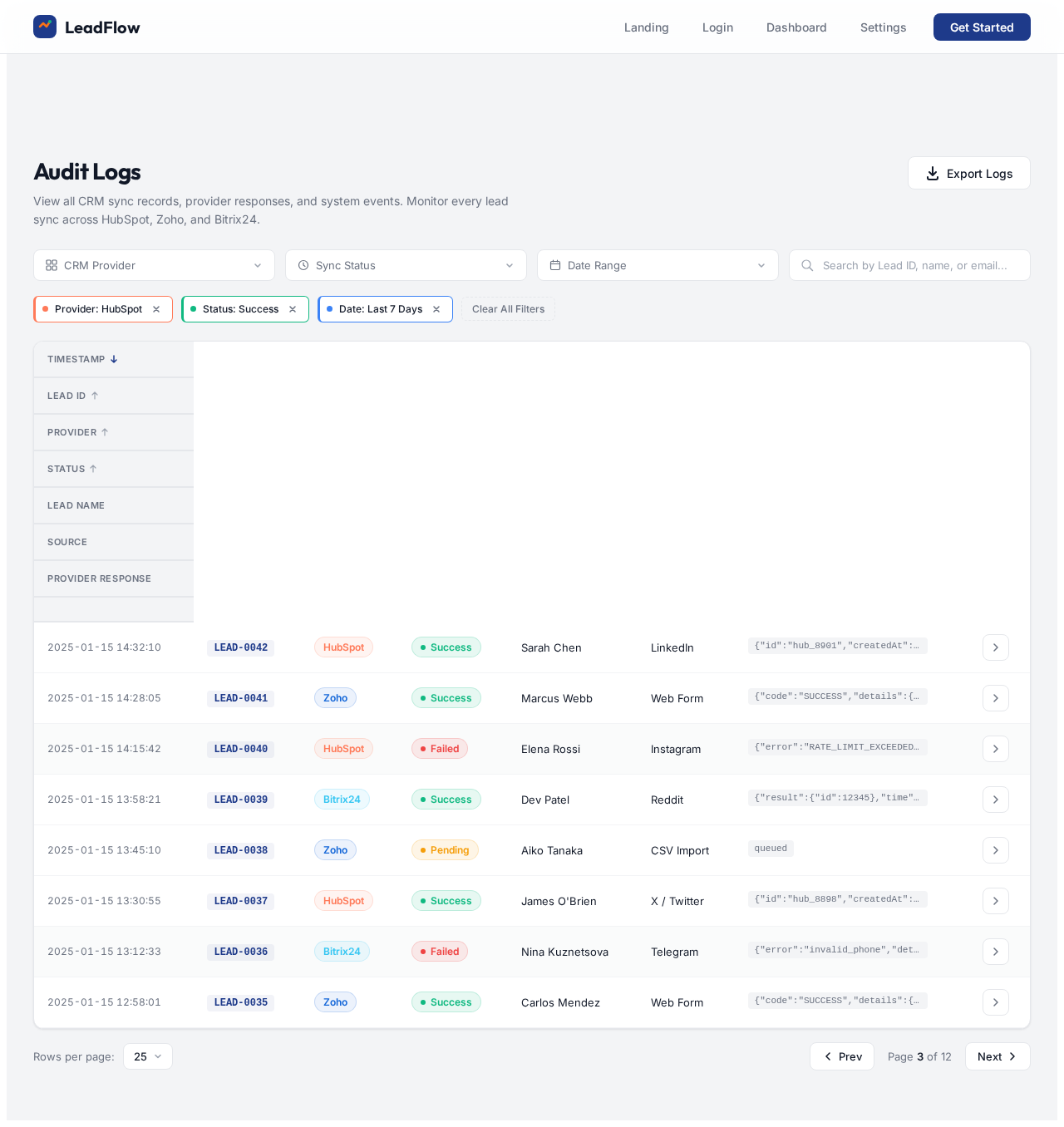 Audit Logs design preview