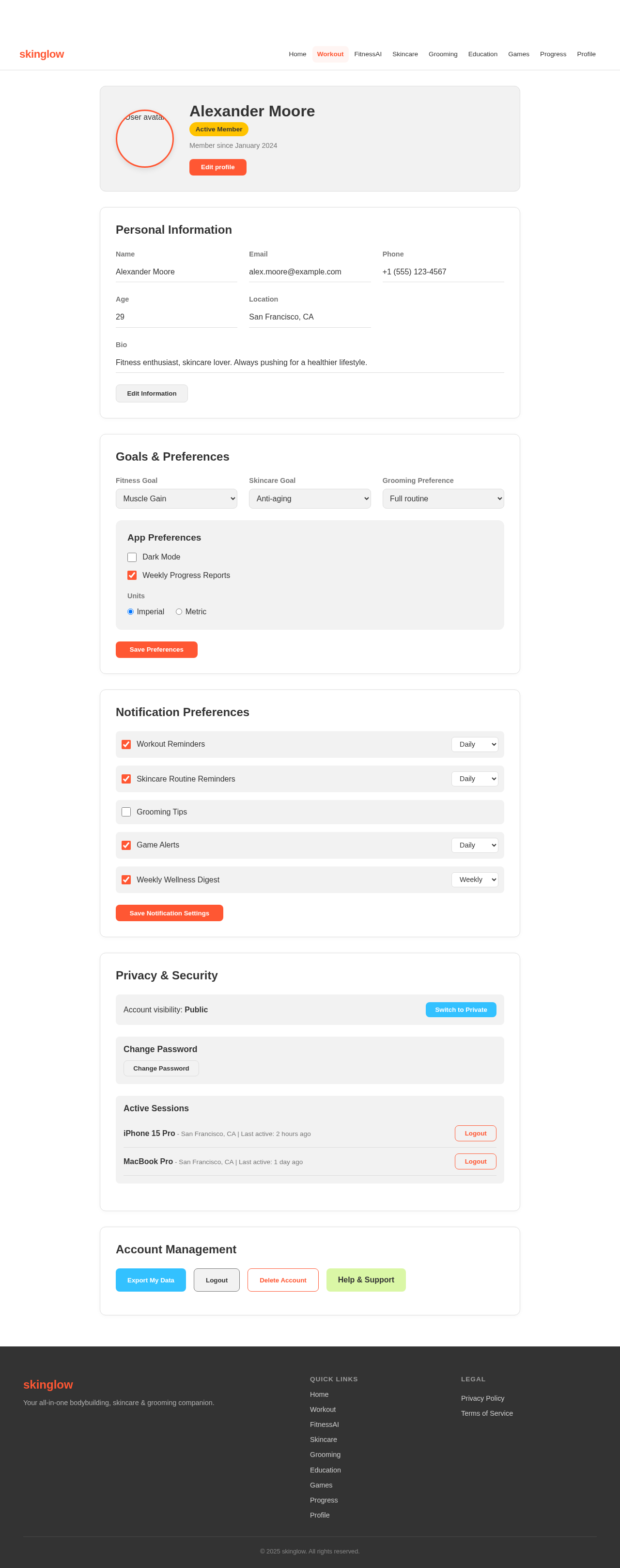 Profile design preview