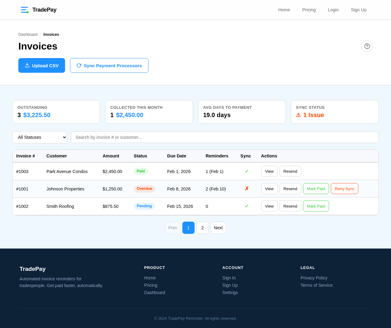 Invoices design preview