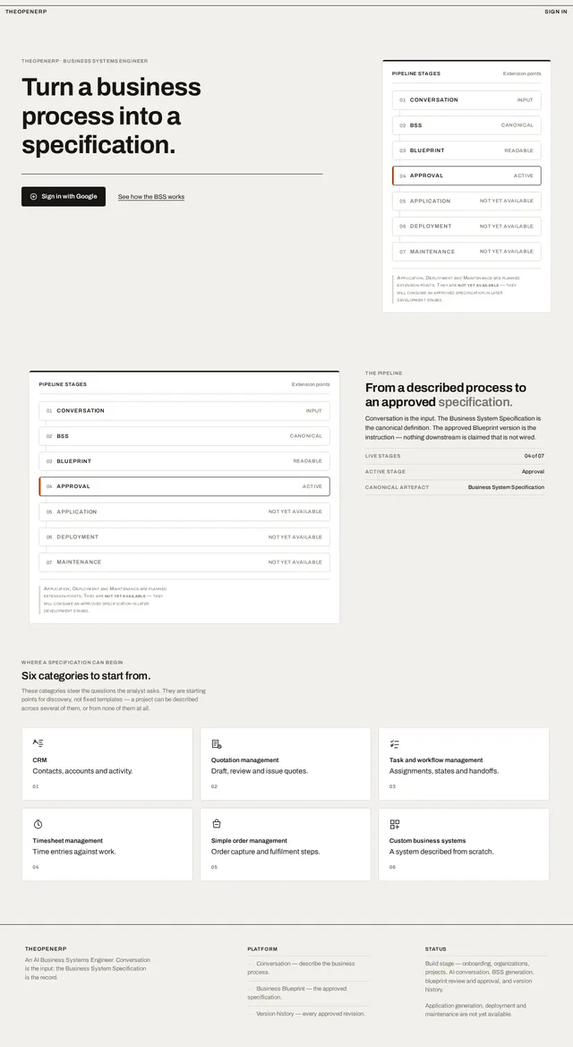 Project X landing page