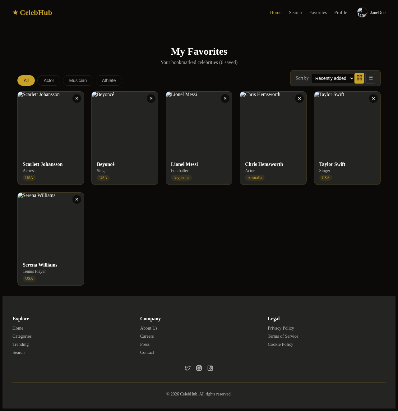 Favorites design preview