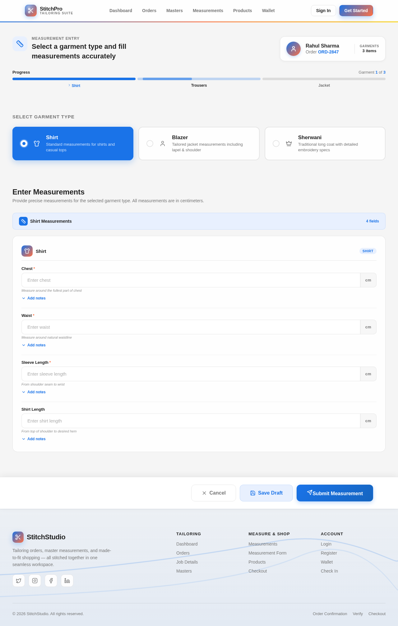 MeasurementForm design preview