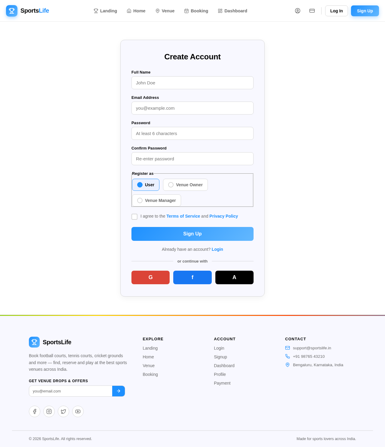 Signup design preview