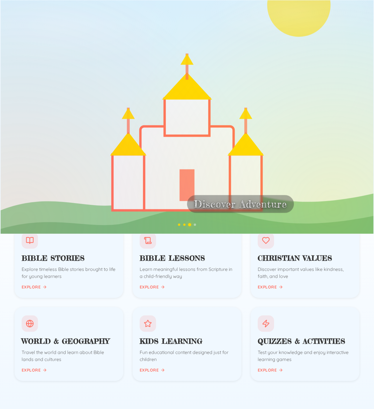 Bible Academy educational website homepage design preview