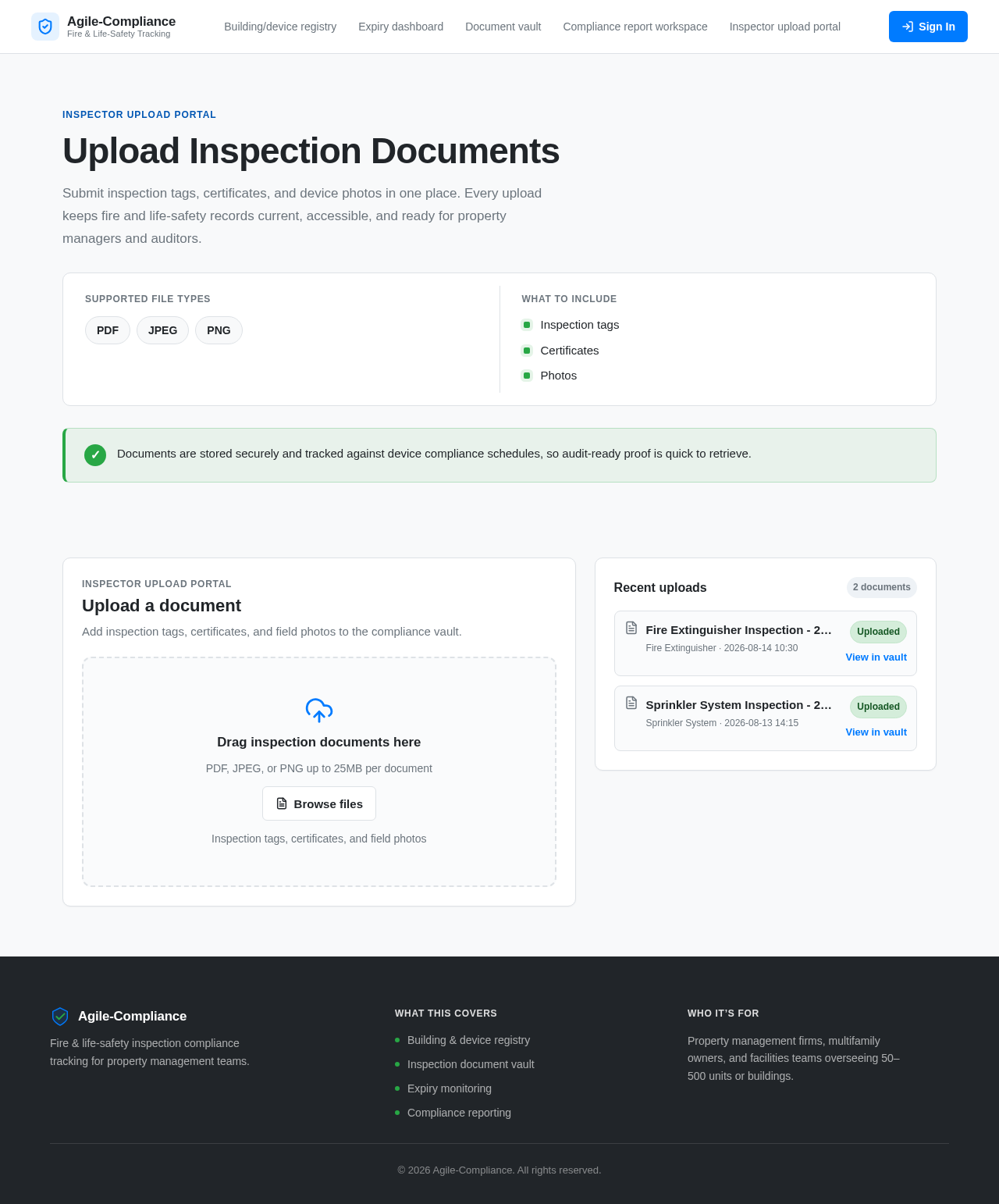 Inspector upload portal design preview