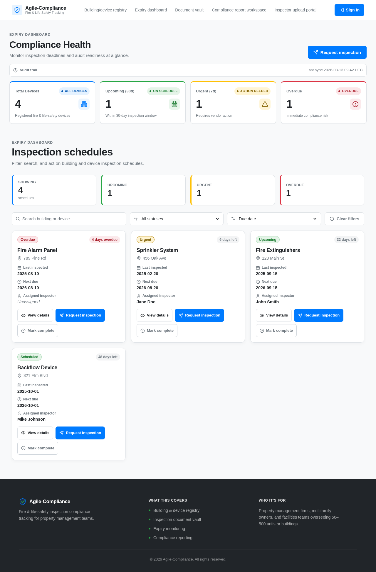 Expiry dashboard design preview