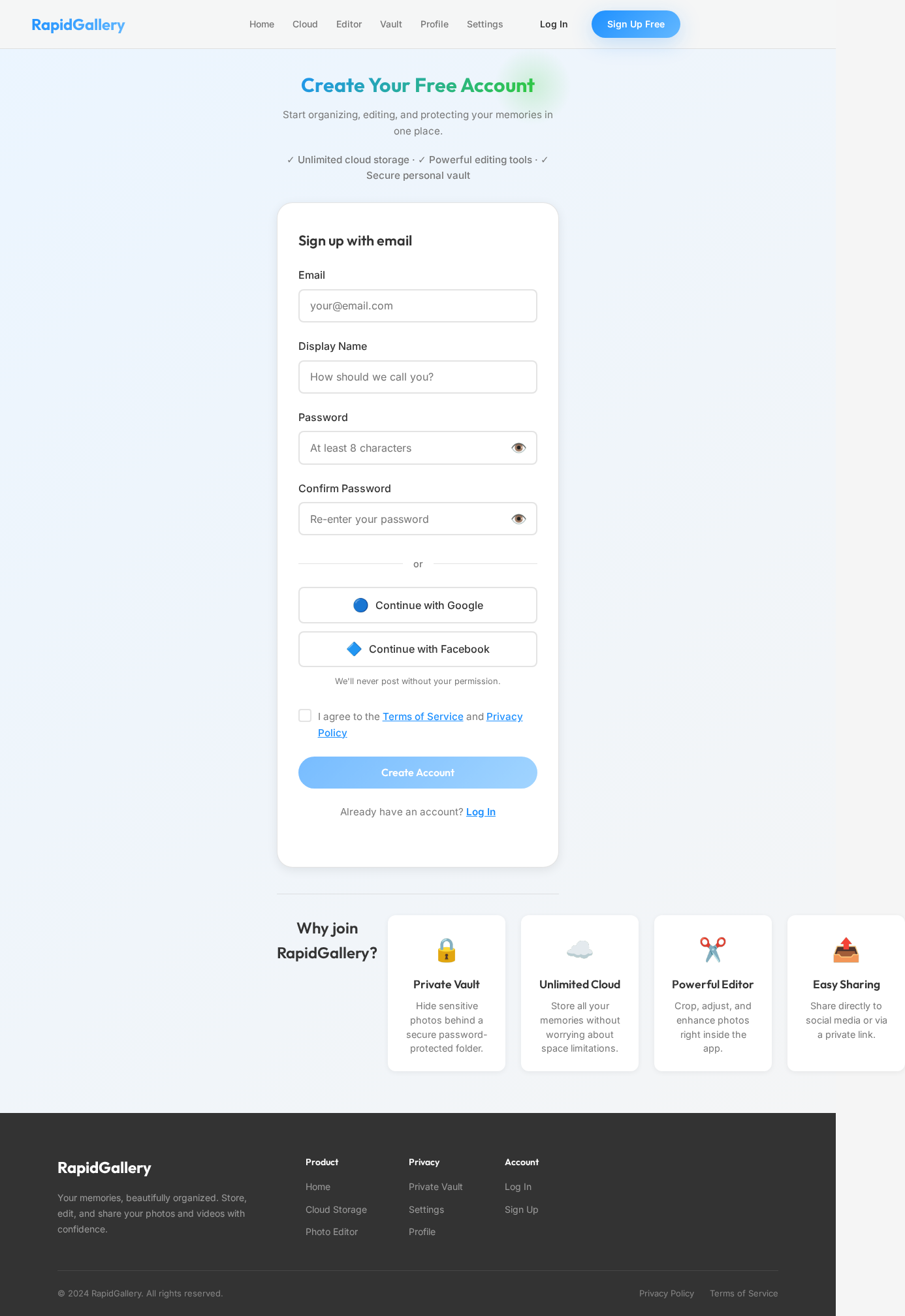 Signup design preview