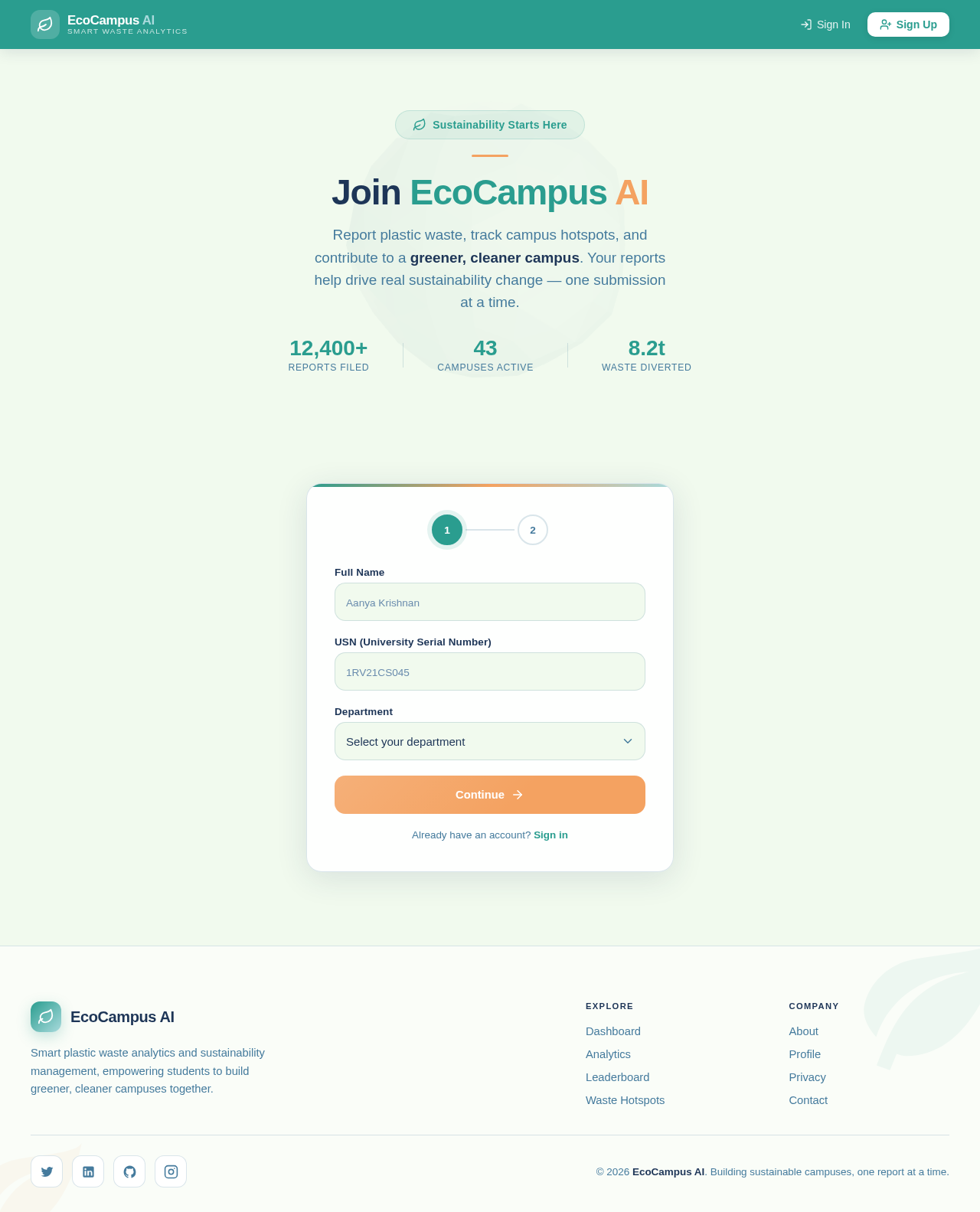 Signup design preview