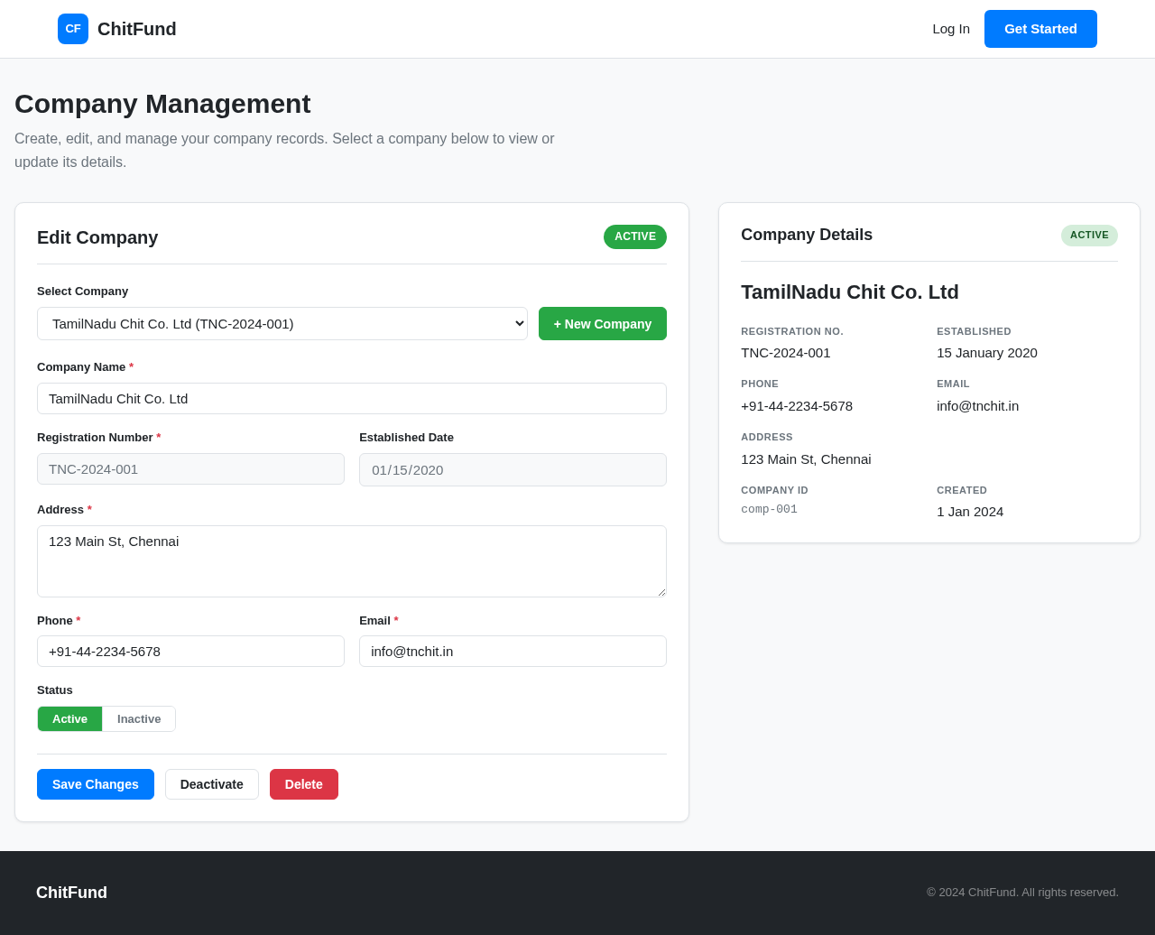 Company Management design preview