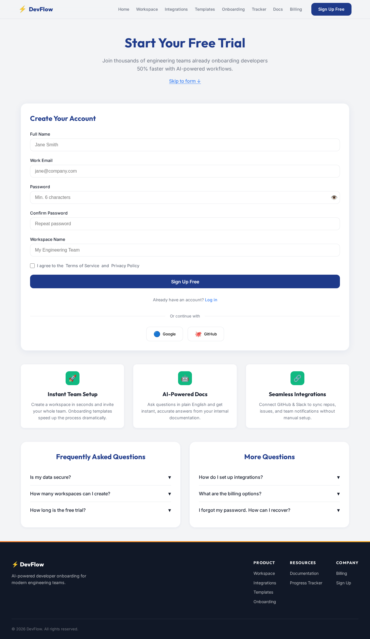 Signup design preview