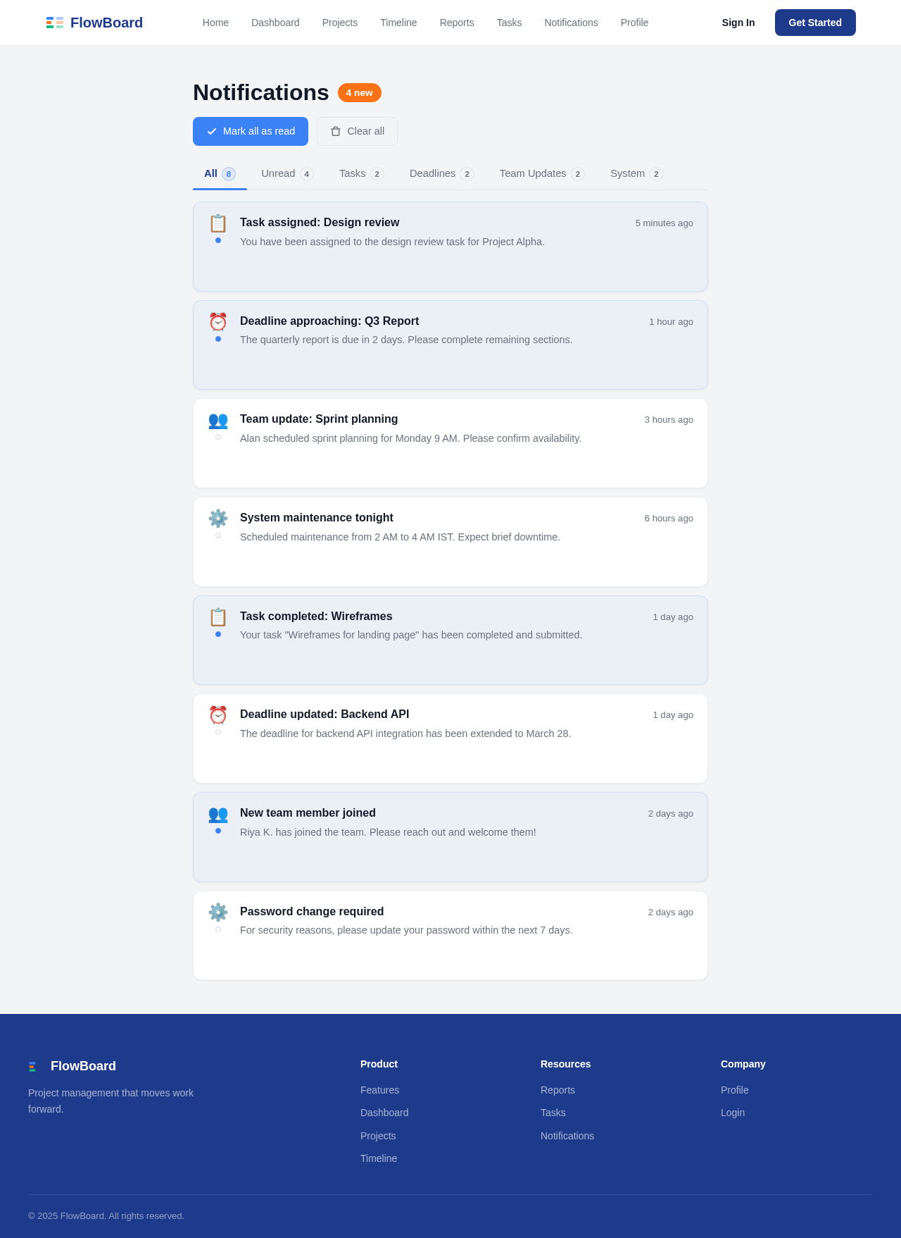Notifications design preview