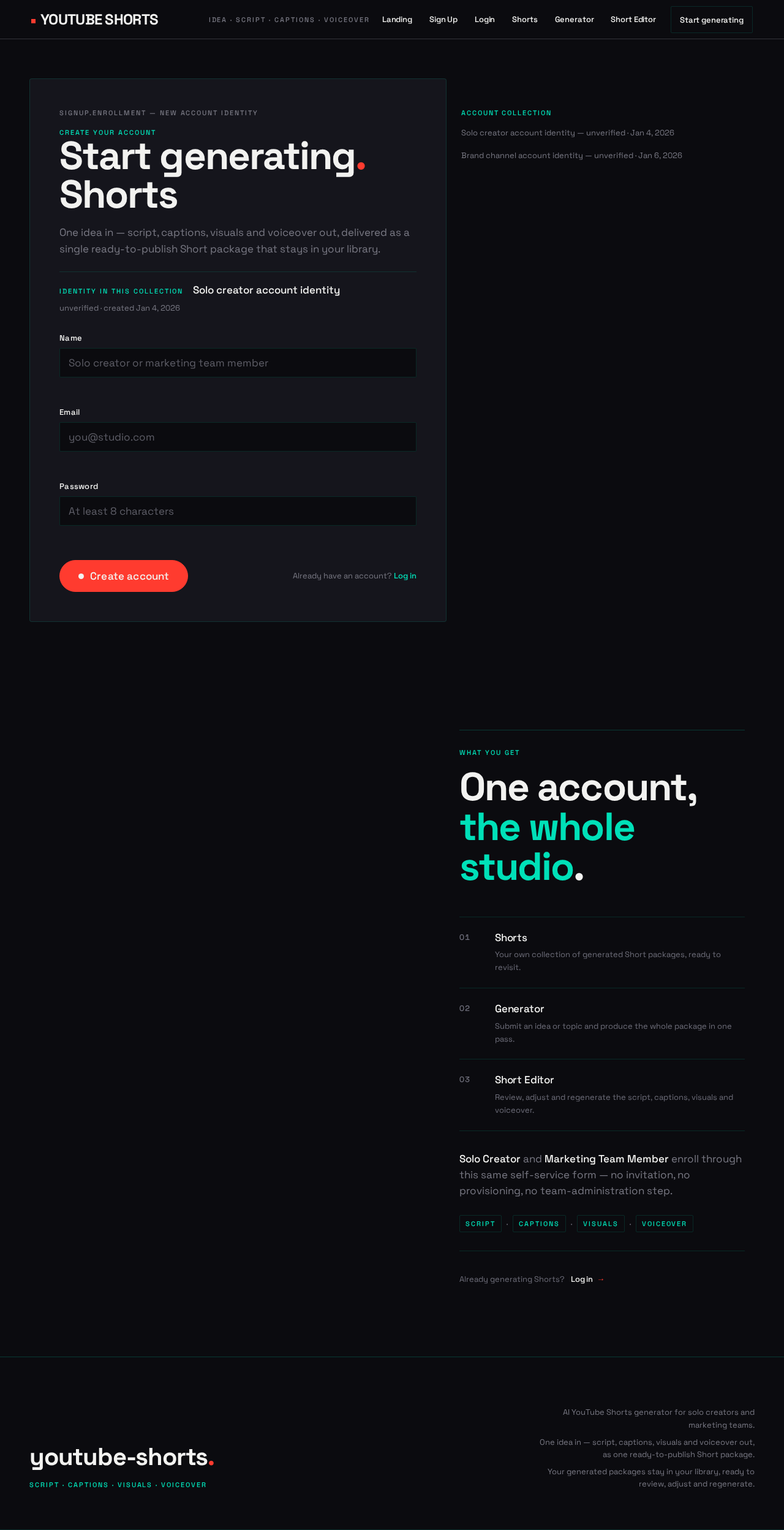 Sign Up design preview