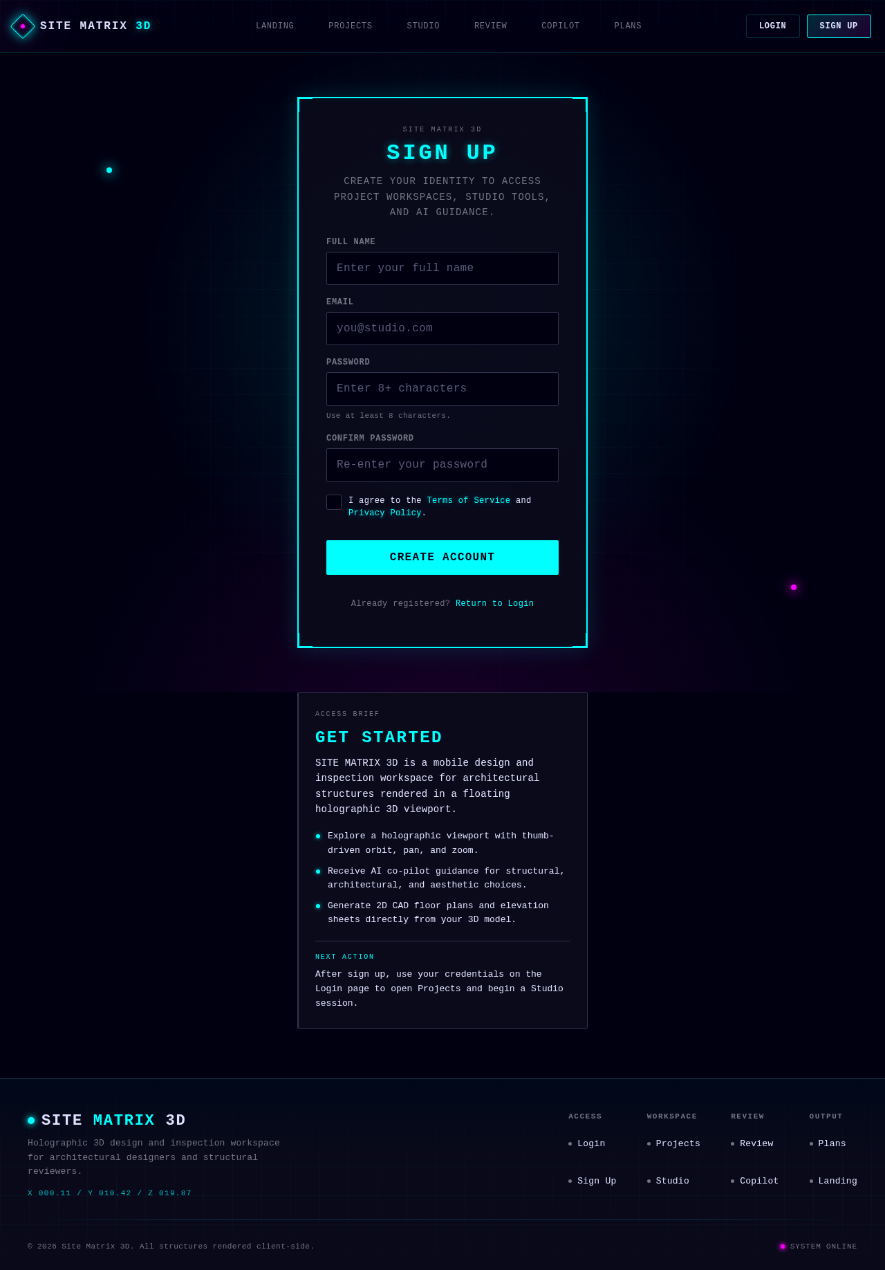 Sign Up design preview