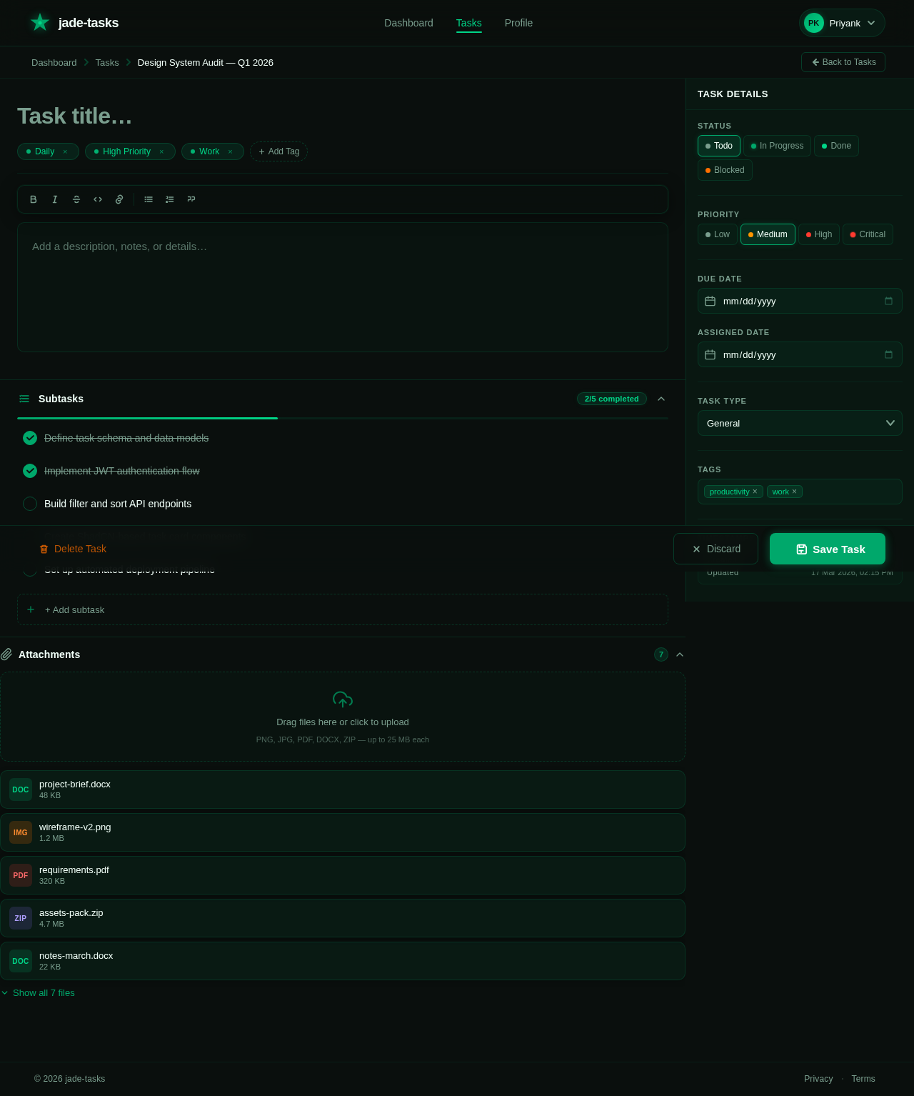 Task Editor design preview
