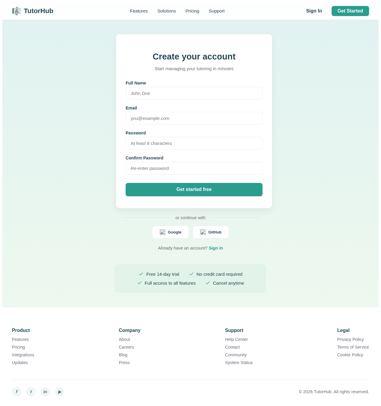 Signup design preview