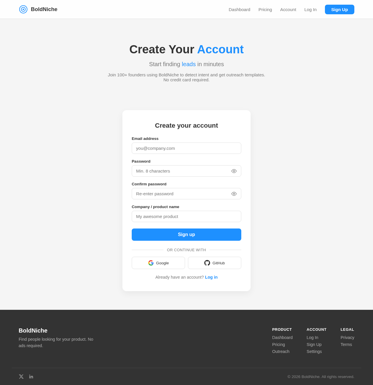 Signup design preview