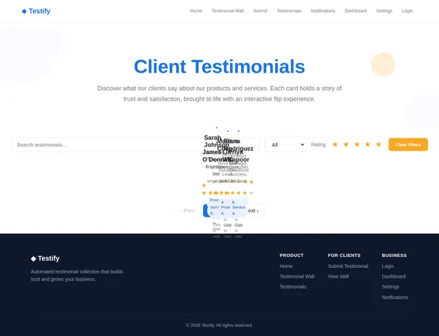 Testimonial Wall