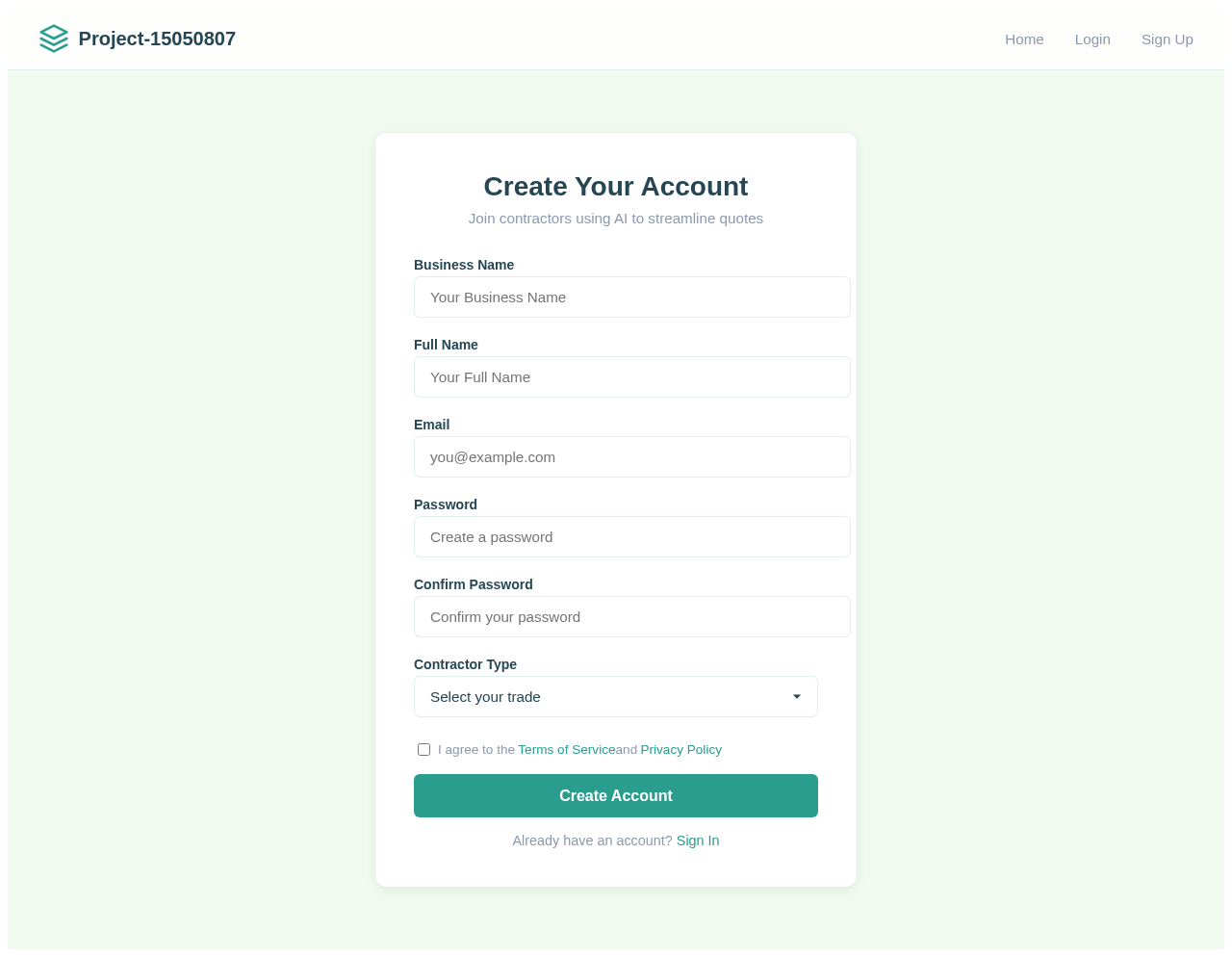 Signup design preview