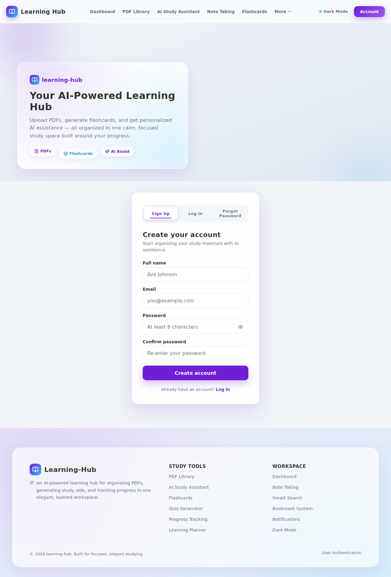 User Authentication design preview