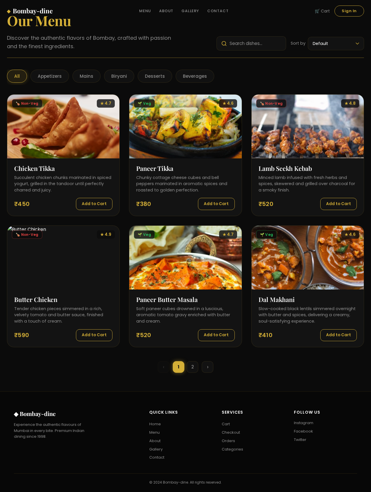 Menu design preview