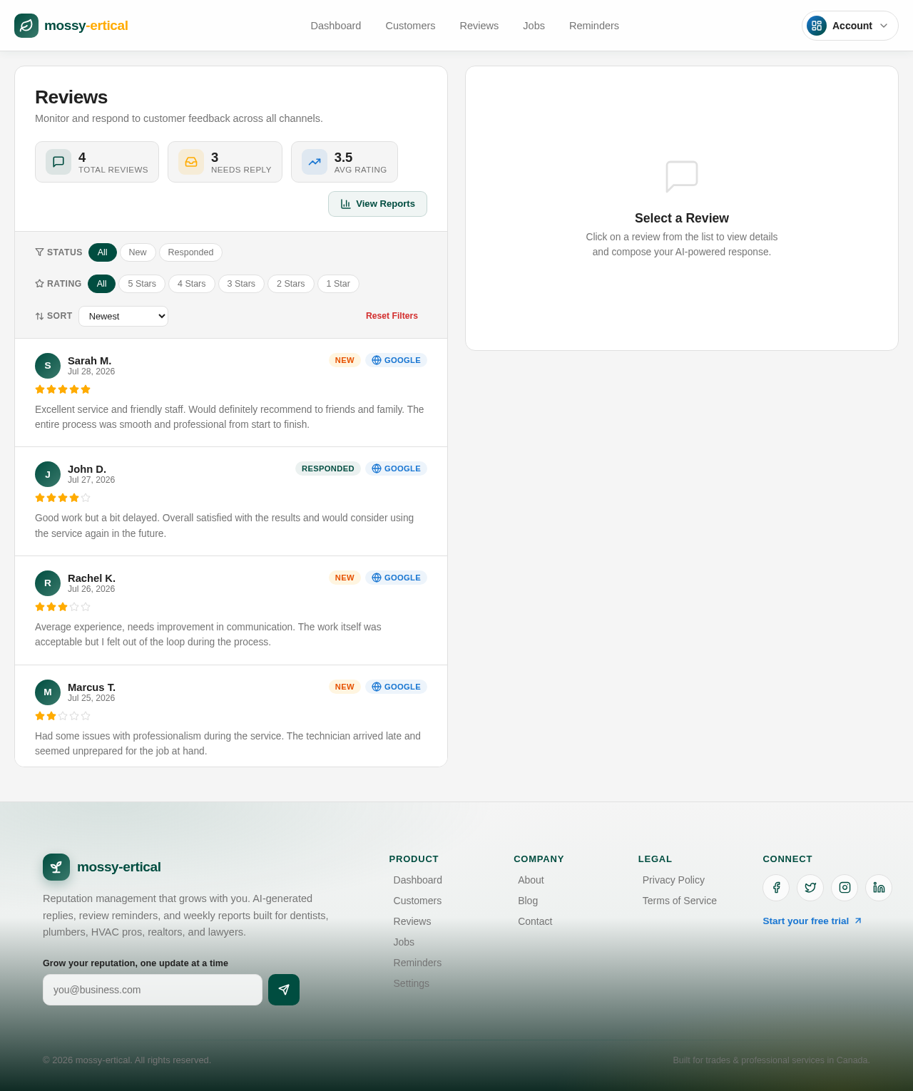 Reviews design preview