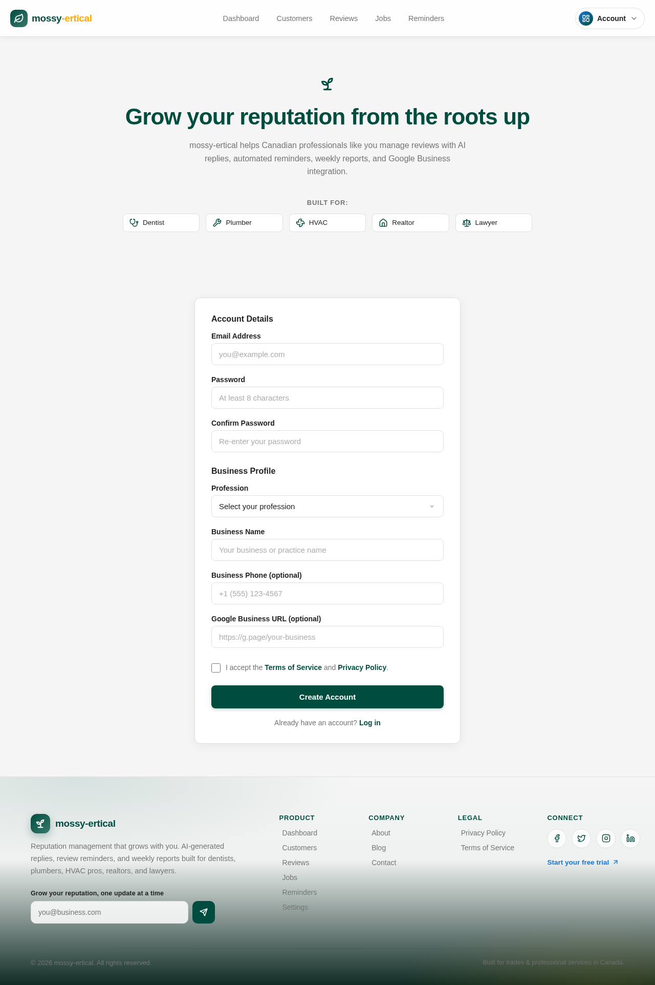 Signup design preview