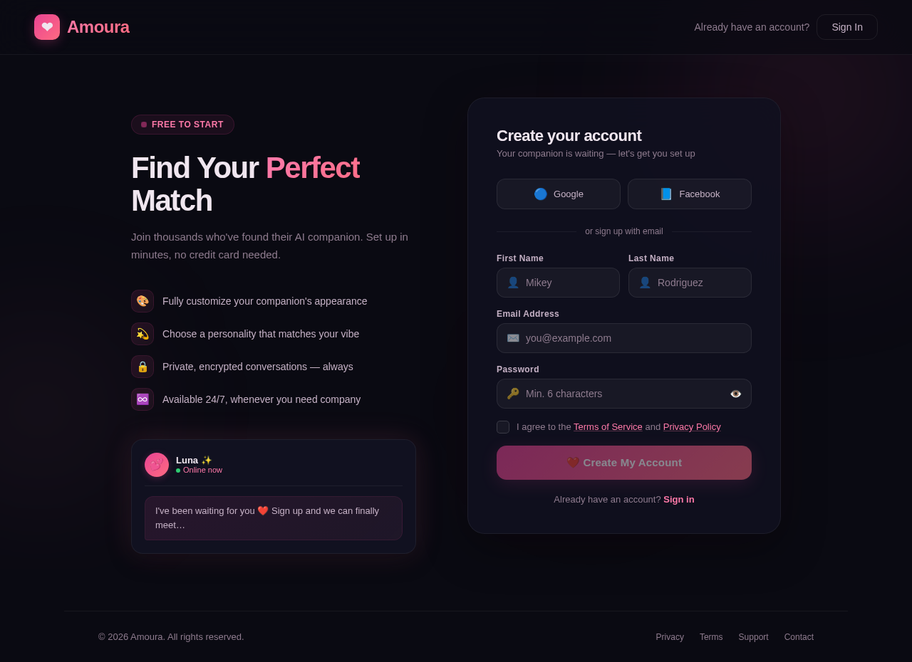Signup design preview