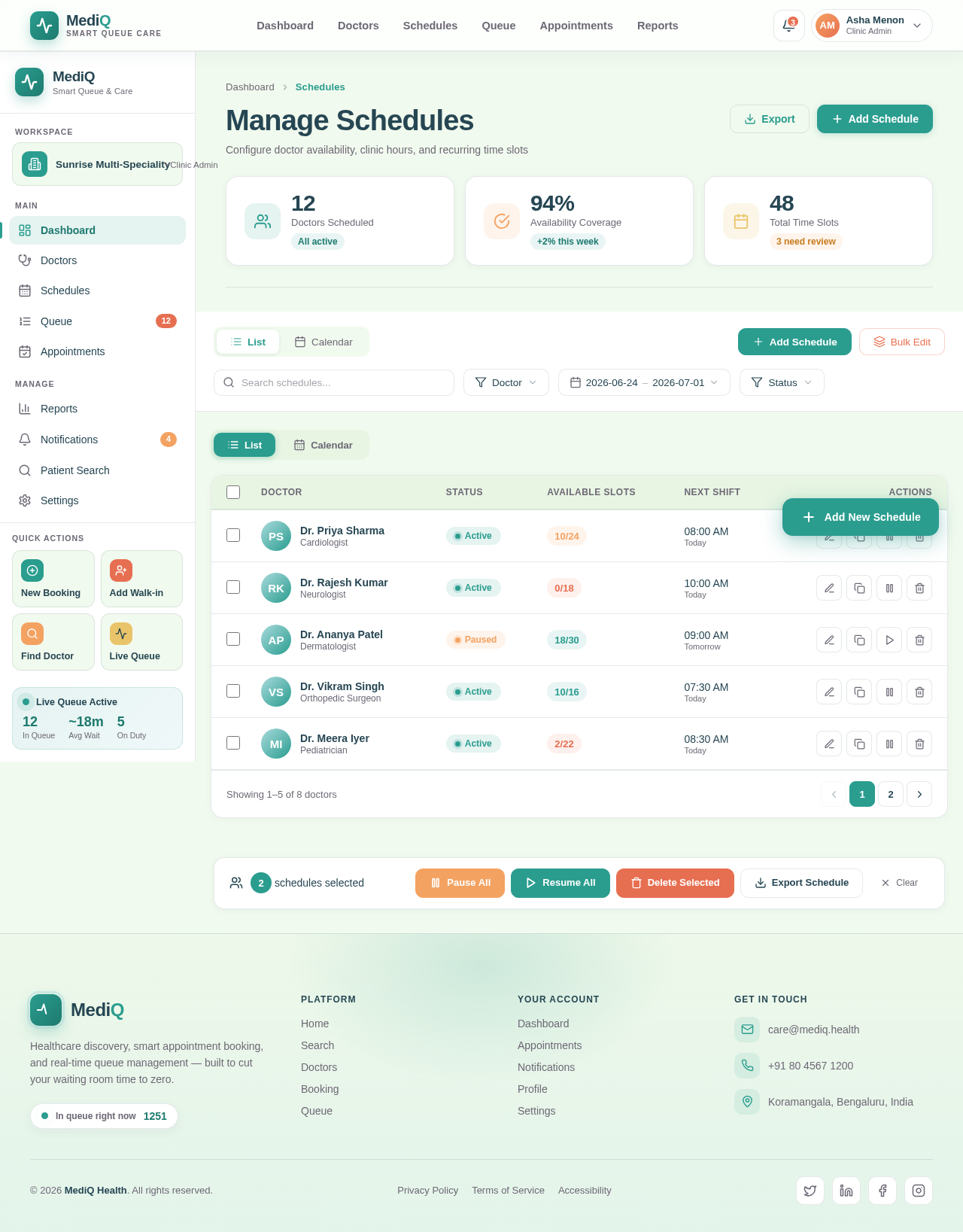 Schedules design preview