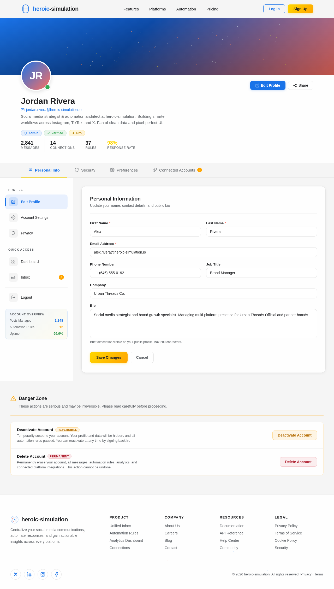 Profile design preview