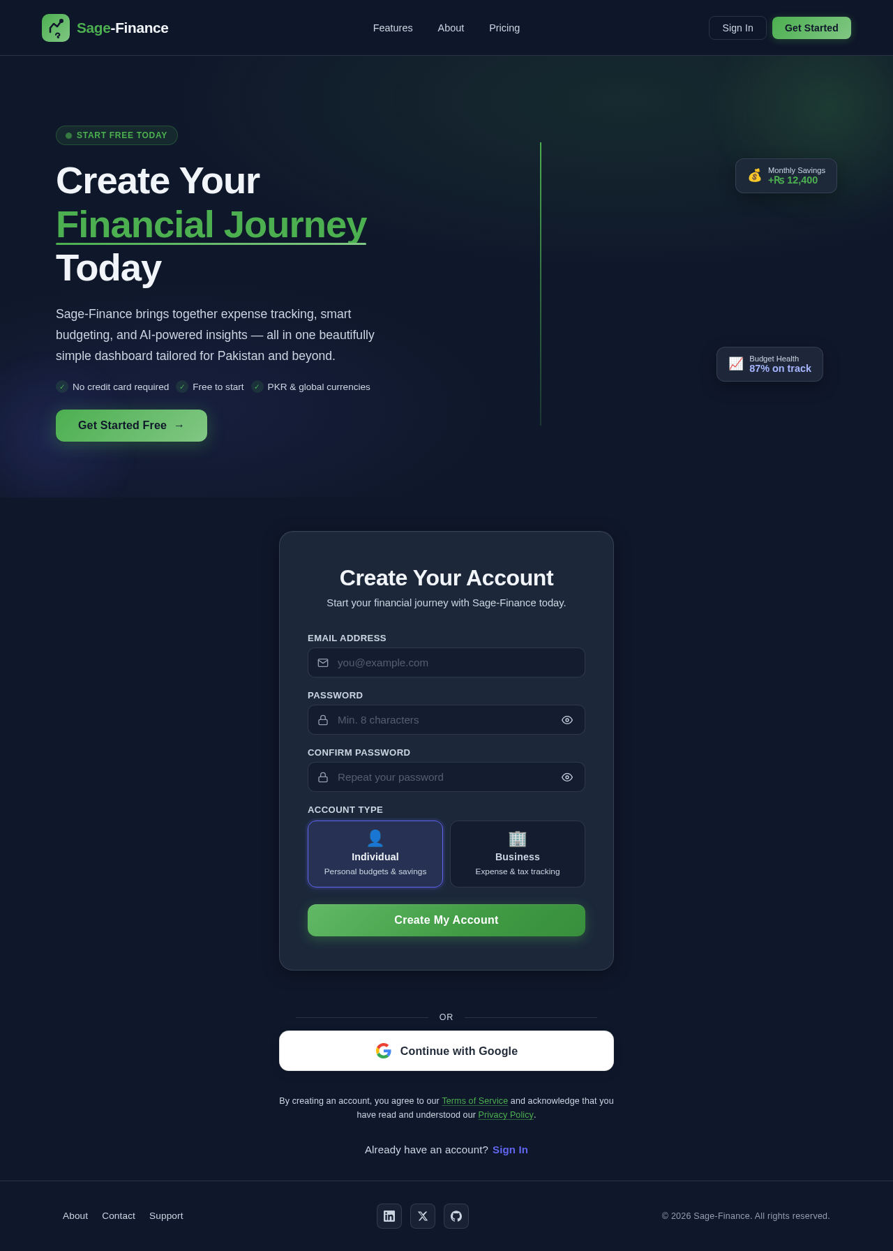Signup design preview
