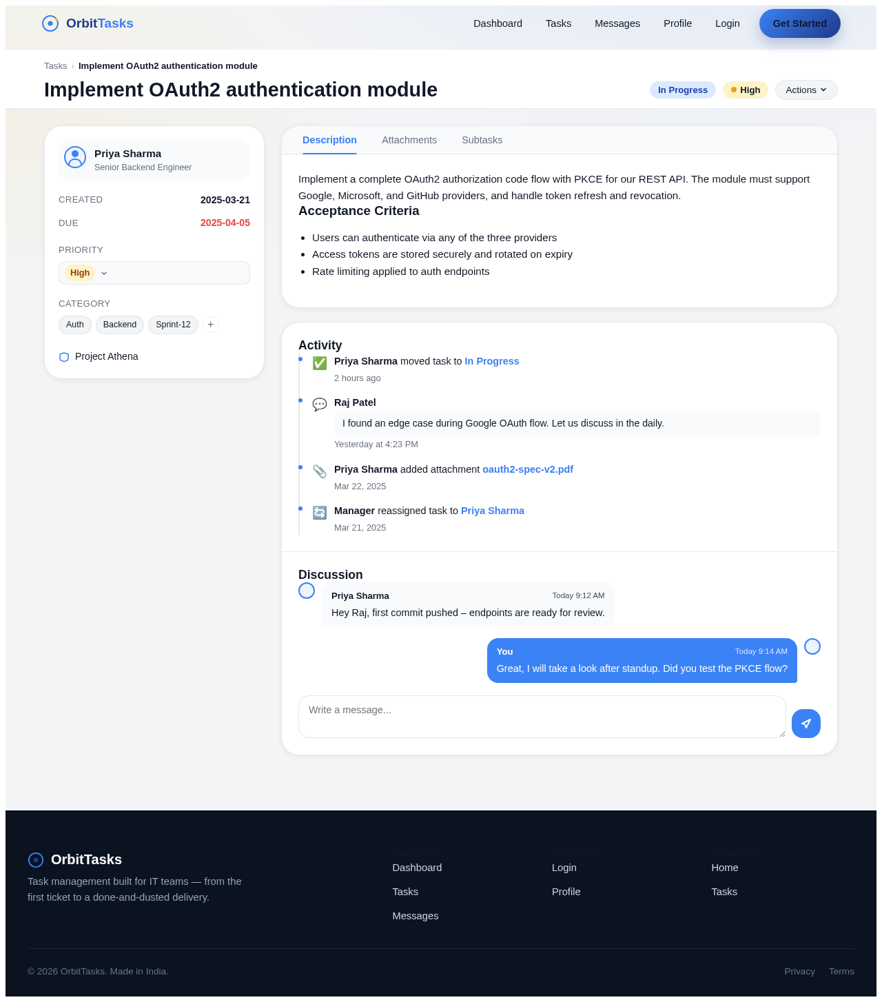 Task Detail design preview