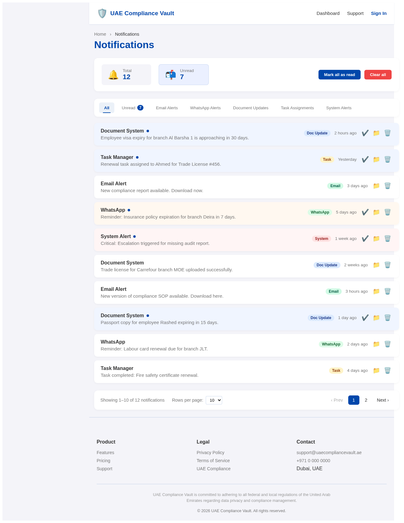 Notifications design preview